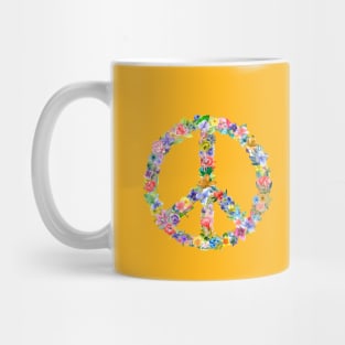 Peace Sign (Watercolor Flower Wreath) Mug